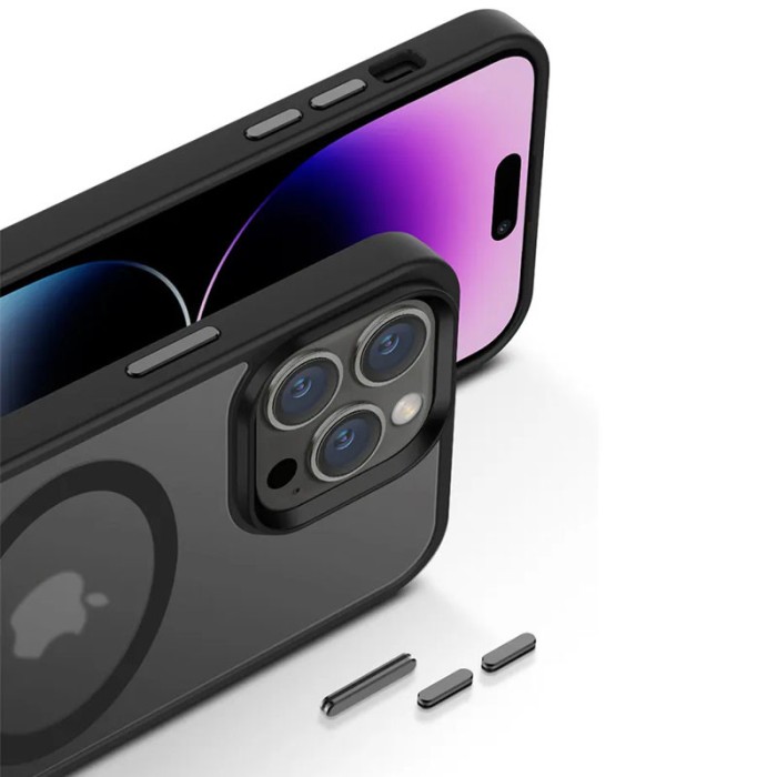 TPU+PC чохол Metal Buttons with MagSafe Colorful для Apple iPhone 13 Pro Max (6.7") Чорний / Black