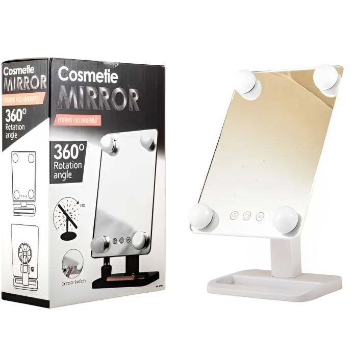 Компактное зеркало с подсветкой для макияжа MCH Cosmetie Mirror 360 Rotation Angel с LED подсветкой для дома