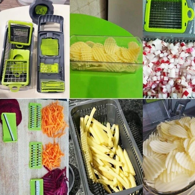 Ручной мультислайсер 14в1 Kitchen Ideas Veggie Slicer HA-347 многофункциональная овощерезка с контейнером