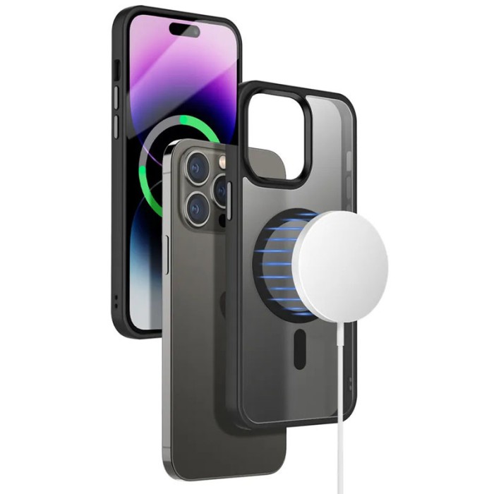 TPU+PC чохол Metal Buttons with MagSafe Colorful для Apple iPhone 14 Pro (6.1") Чорний / Black