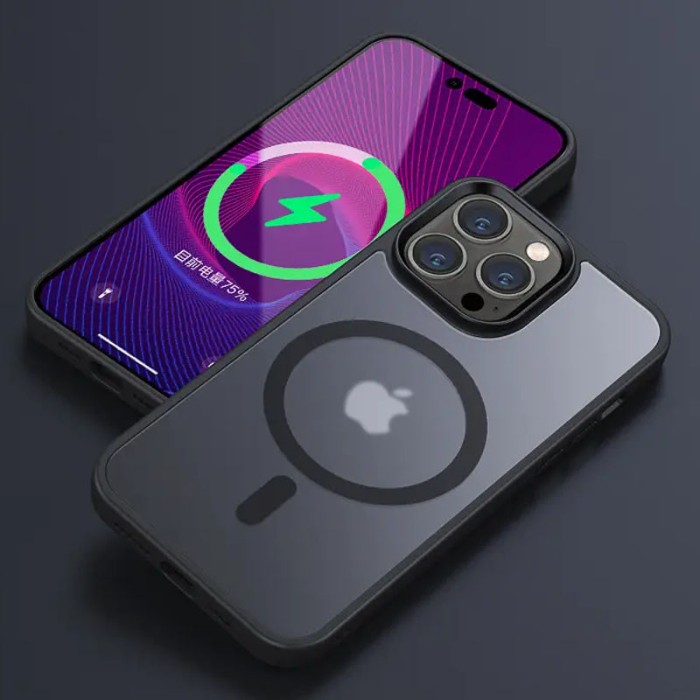 TPU+PC чохол Metal Buttons with MagSafe Colorful для Apple iPhone 14 Pro (6.1") Чорний / Black